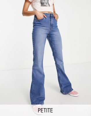 Синие расклешенные джинсы с завышенной талией Pieces Petite Peggy Pieces Petite