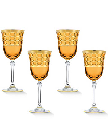 Бокал для красного вина янтарного цвета с золотистыми кольцами, набор из 4 шт. Lorpen