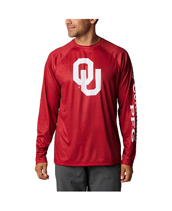 Мужская футболка Crimson Oklahomaooners Big & Tall Terminal Tackle Raglan Omni-Shade с длинным рукавом Columbia