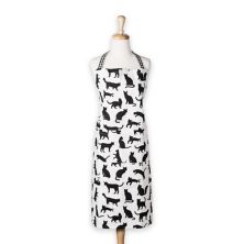 35&#34; Black and White Cats Silhouette Printed Chef Kitchen Apron with Pockets CC Home Furnishings