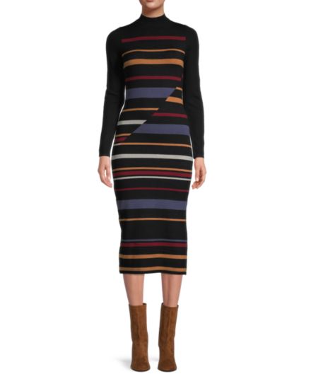 Платье-свитер с цветными блоками BCBGMAXAZRIA