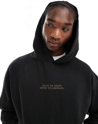 Pull&Bear sport embroidered hoodie in black Pull&Bear