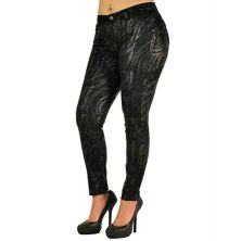 Poetic Justice Women's Curvy Fit Coated Twill Zebra Printed Skinny Jeans Poetic Justice