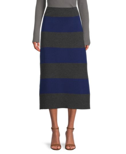 ​Striped Wool &amp; Cashmere Blend Midi Skirt Sonia Rykiel