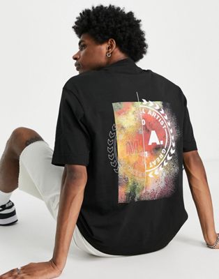 Черная футболка с принтом на спине Marshall Artist acid botanica Marshall Artist