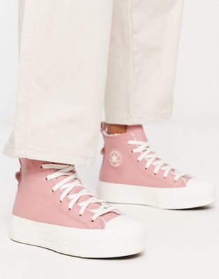 Розовые кожаные кроссовки Converse Lift Hi с подкладкой из борга Converse