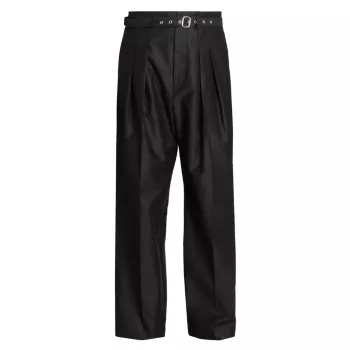 Хлопковые широкие брюки со складками спереди JW Anderson