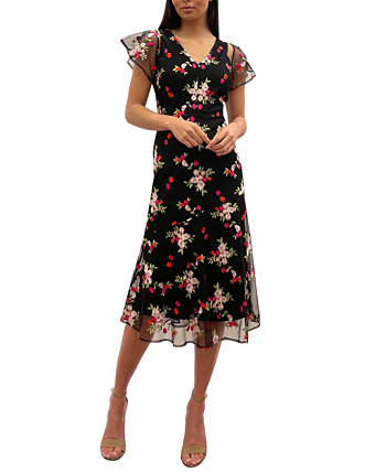 Платье миди с цветочной вышивкой и открытыми плечами Sam Edelman