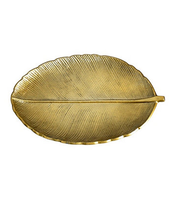 16in. Gold Leaf Decorative Accent Tray NEARLY NATURAL