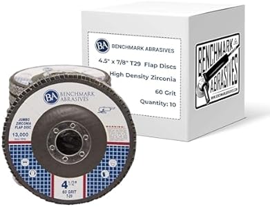 Benchmark Abrasives 4.5" x 7/8" Premium High Density Jumbo Zirconia Type 29 Flap Discs 4 1/2 for Angle Grinder, Sanding Discs, Finishing - Grinding Wheels 4 1/2 Inch - (10 Pack) Mixed Grit Pack Benchmark Abrasives