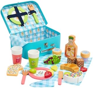 BLUEY – Wooden BBQ and Salad Set, 33-Piece Colorful Playset with Tongs and Food Pieces – Realistic Role-Play & Imaginative Fun for Ages 3 Years and Up, Medium Bluey