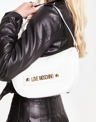 Love Moschino shoulder bag in white croc LOVE Moschino