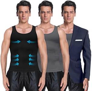 Мужская Майка MEETYOO 1/2/3 Pack Shaper Slimming Tank Top Athletic Compression Shirt MEETYOO