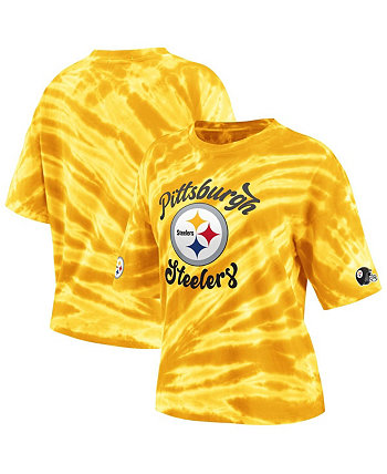 Женская золотая футболка с принтом тай-дай Pittsburgh Steelers WEAR by Erin Andrews