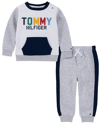 Спортивный костюм с цветными блоками Heather для новорожденных мальчиков с круглым вырезом, комплект из 2 предметов Tommy Hilfiger