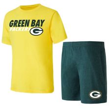 Мужской комплект для сна с футболкой и шортами Concepts Sport Green/Gold Green Bay Packers Meter Unbranded