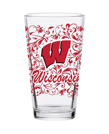 Wisconsin Badgers 16 унций цветочный бокал для пинты Indigo Falls