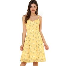 Women's Spaghetti Strap Dress Sleeveless Floral Sundress ALLEGRA K