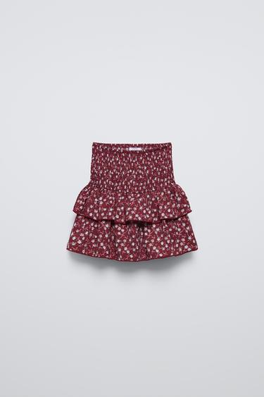 RUFFLED FLORAL SKORT ZARA