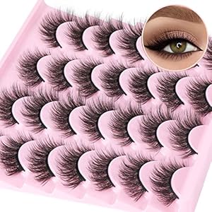 Wispy Mink Lashes Natural False Eyelashes Fluffy 16mm Cat Eye Lashes Pack 5D 14 Pairs Fake Eyelashes by TNFVLONEINS TNFVLONEINS