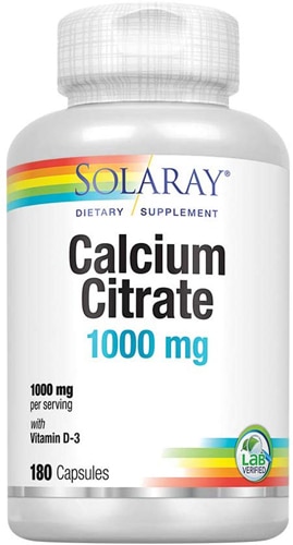 Кальций Цитрат с Витамином D-3 - 180 капсул - Solaray Solaray