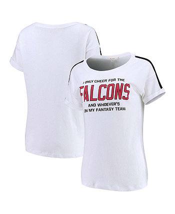 Женская бело-черная футболка Atlanta Falcons Cheer с закатанными рукавами Junk Food