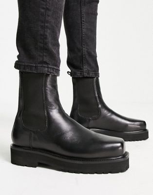 Черные кожаные ботинки челси с квадратным носком ASRA Cacti ASRA