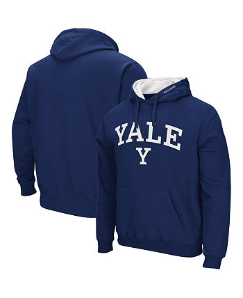 Мужской темно-синий пуловер с капюшоном Yale Bulldogs Arch и логотипом Colosseum