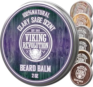 Viking Revolution Bay Rum Beard Balm - Beard Butter with Argan Oil, Beard Softener for Men with Jojoba Oil - Beard Moisturizer for Men with Beeswax - Beard Wax for Men (2oz, 1 Pack) Viking Revolution