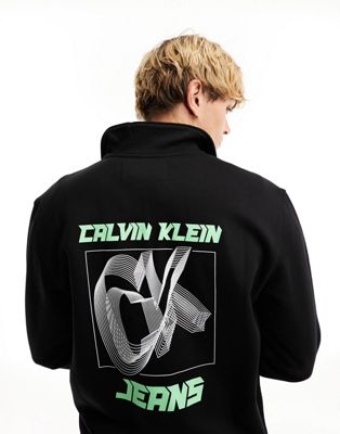 Черный свитшот на молнии с логотипом Calvin Klein Jeans 3D CK Future Fade Calvin Klein