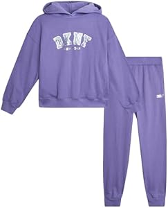 DKNY Girls Fleece Set - 2 Piece Girls Fleece Matching Set Sweatshirts and Sweatpants - Girls' fashion Fleece Outfit (4-16) DKNY