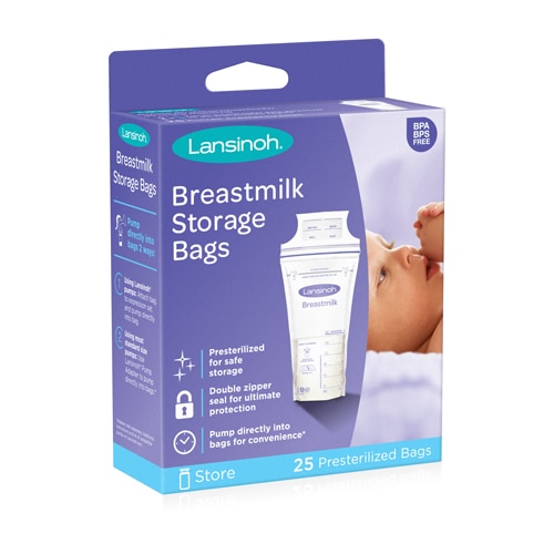 Пакеты для хранения грудного молока Lansinoh -- 25 предварительно стерилизованных пакетов Lansinoh