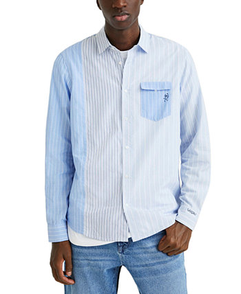 Мужская рубашка в полоску с цветными блоками Desigual