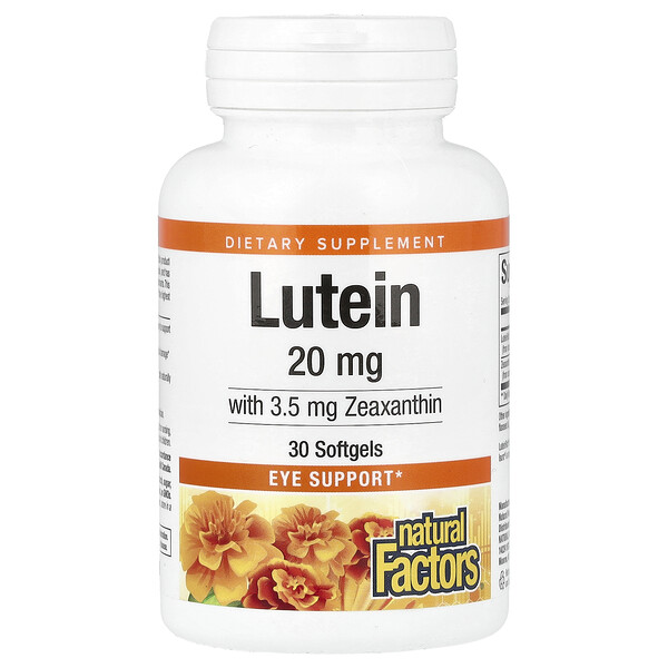 Лютеин, 20 мг с зеаксантином 3,5 мг - 30 мягких капсул - Natural Factors Natural Factors