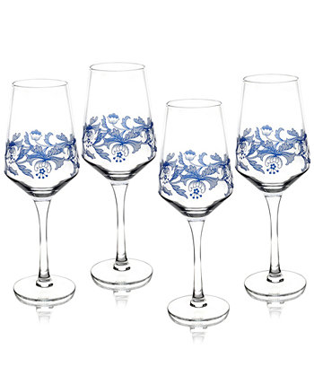 Голубые итальянские бокалы для вина, набор из 4 шт. Spode