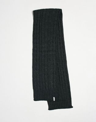 Темно-серый шарф косой вязки с логотипом Farah Farah