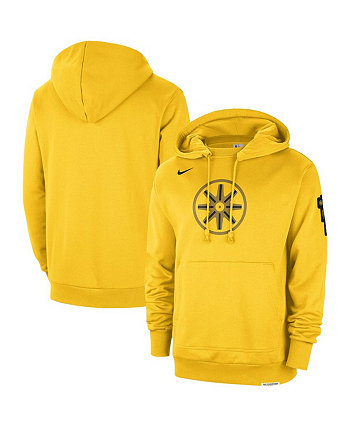 Men's Gold Distressed Golden State Warriors 2023/24 City Edition Courtside Standard Issue Pullover Hoodie Nike