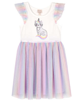 Плиссированное сетчатое платье с пайетками и пайетками для маленьких девочек Pink & Violet
