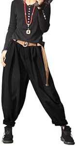 YESNO Baggy Cropped Pants for Women Casual Loose Elastic Waist Denim Trousers with Pockets PDJ Yesno