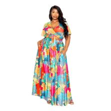 Tropical Floral Maxi Skirt & Top Set FASHNZFAB