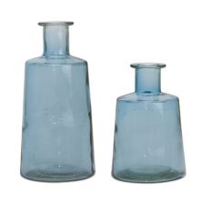 Melrose Blue Glass Tapered Bottle Vase - Set of 2 Melrose