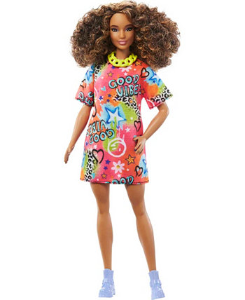 Кукла Fashionistas с брюнеткой в платье граффити Barbie