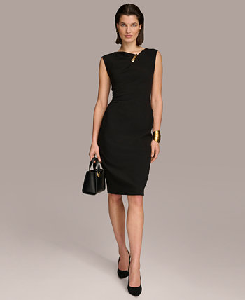 Women's Asymmetric Hardware Sleeveless Sheath Dress Donna Karan New York