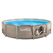 Summer Waves 12&#34; x 30&#34; Outdoor Round Frame Above Ground Swimming Pool with Pump Summer Waves