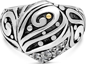 Серебряное кольцо с балийской филигранью и кубическим цирконием DEVATA
