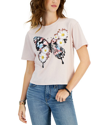 Детская футболка с цветочным принтом и бабочкой Rebellious One