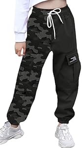 SANGTREE Girls & Womens Drawstring Cargo Jogger Pants,3 Years - Women 3XL Sangtree