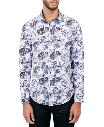 Мужская эластичная рубашка на пуговицах с узором пейсли обычного кроя без утюга Society of Threads
