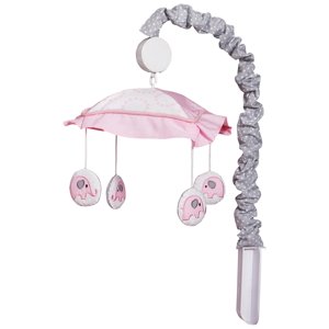 GEENNY OptimaBaby Pink Grey Elephant Musical Mobile OptimaBaby