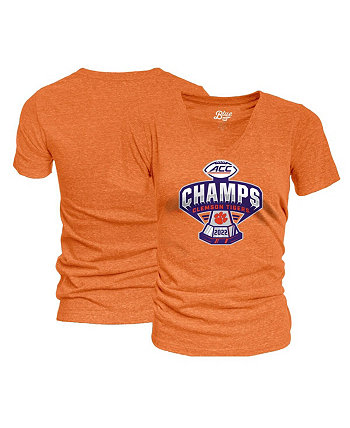Женская оранжевая футболка Clemson Tigers 2022 ACC Football Conference Champions Locker Room с v-образным вырезом Blue 84